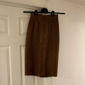 Brown Leather Pencil Skirt